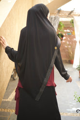 Black Chiffon Long Hijab riched in Black Strass
