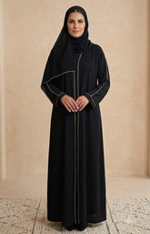 Black silk abaya with matching hijiab