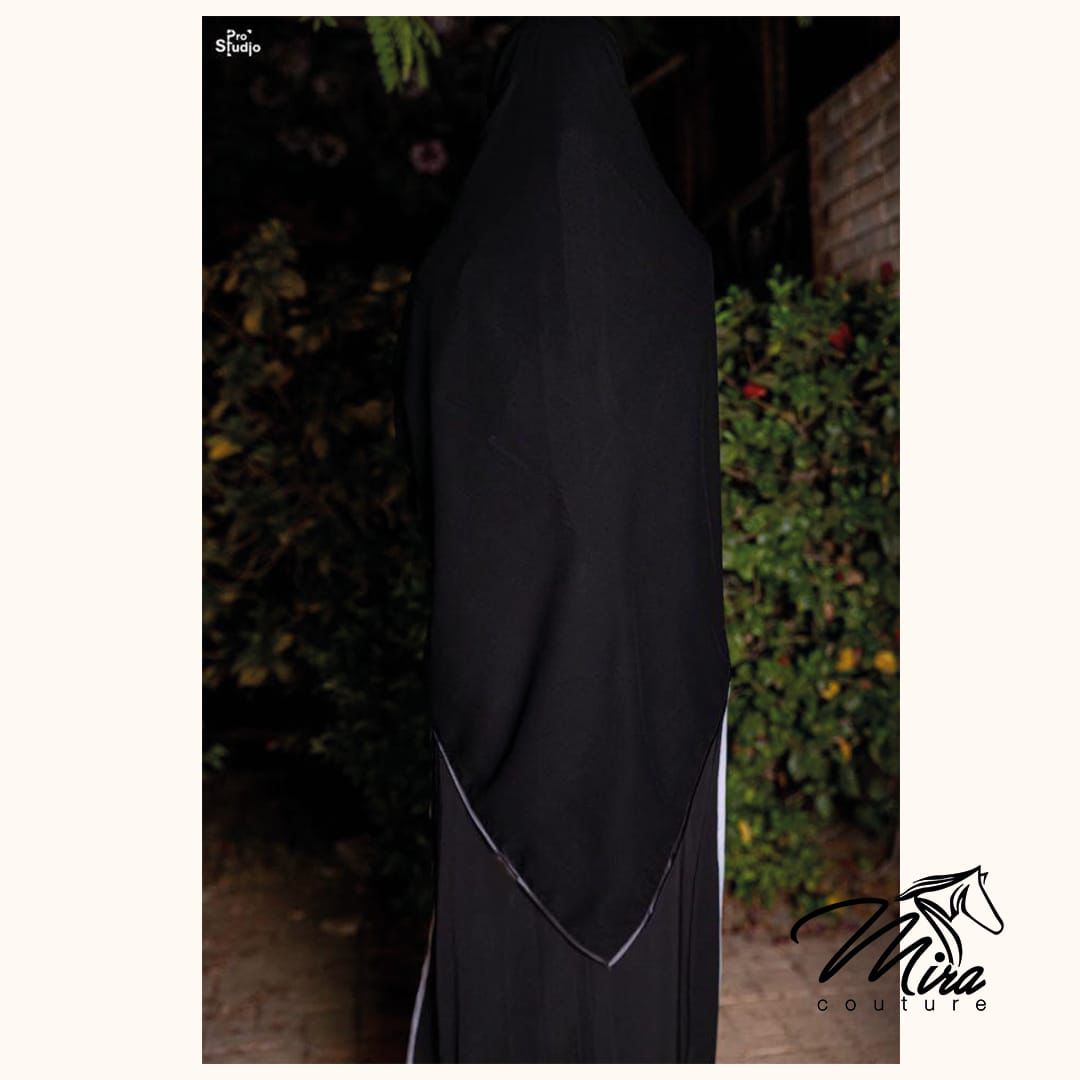 Black Chiffon Square Scarf With Fully Satin