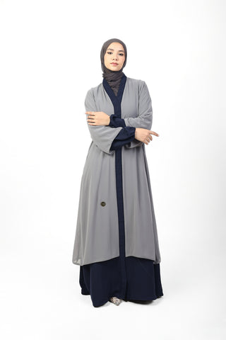 Unique Navy Gray Abaya
