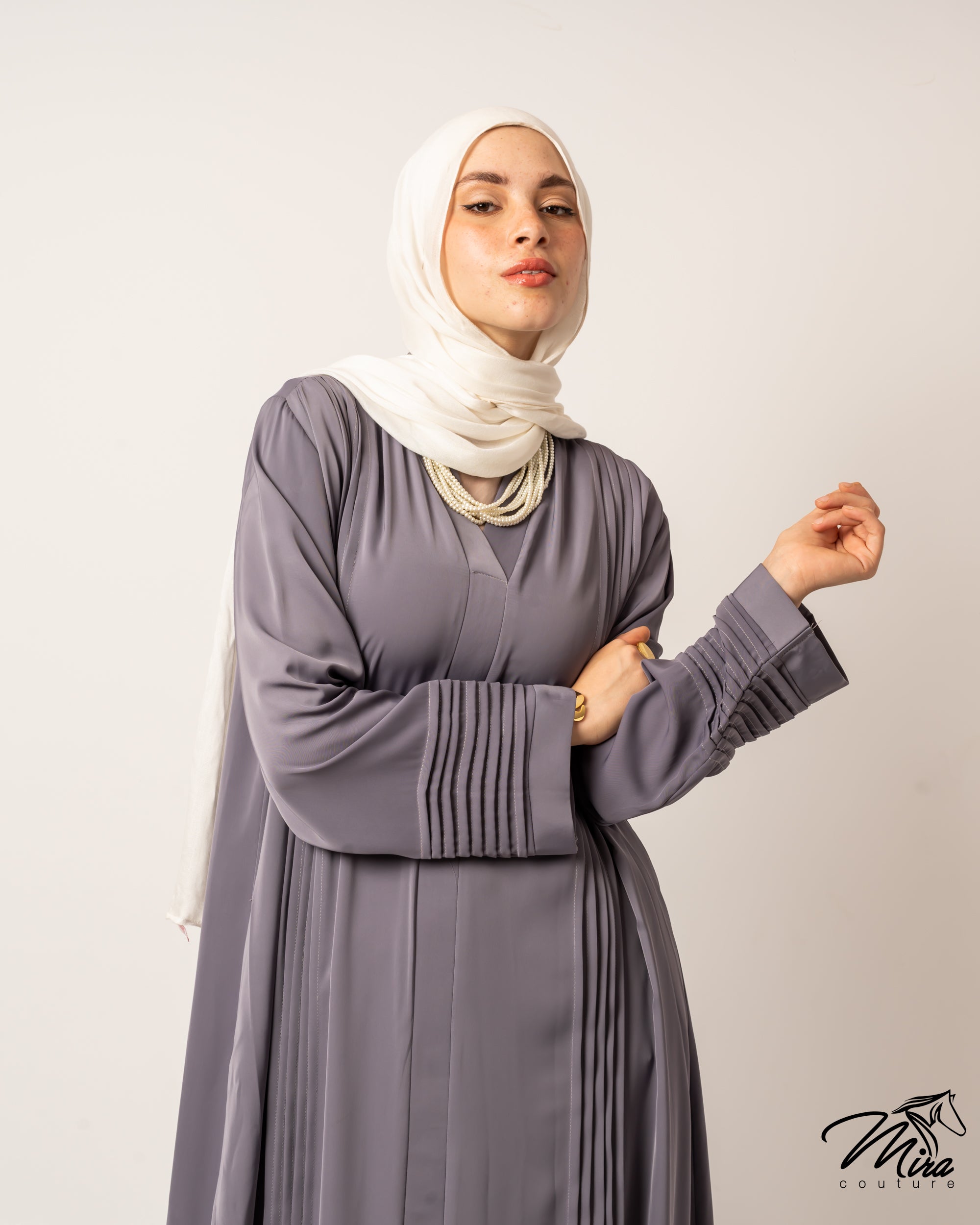 Gray Silk Abaya