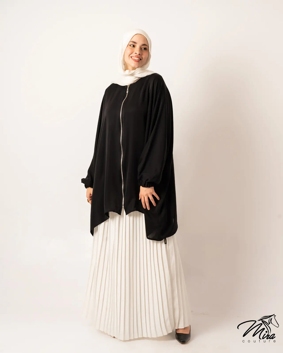 Off White Pleated Skirt