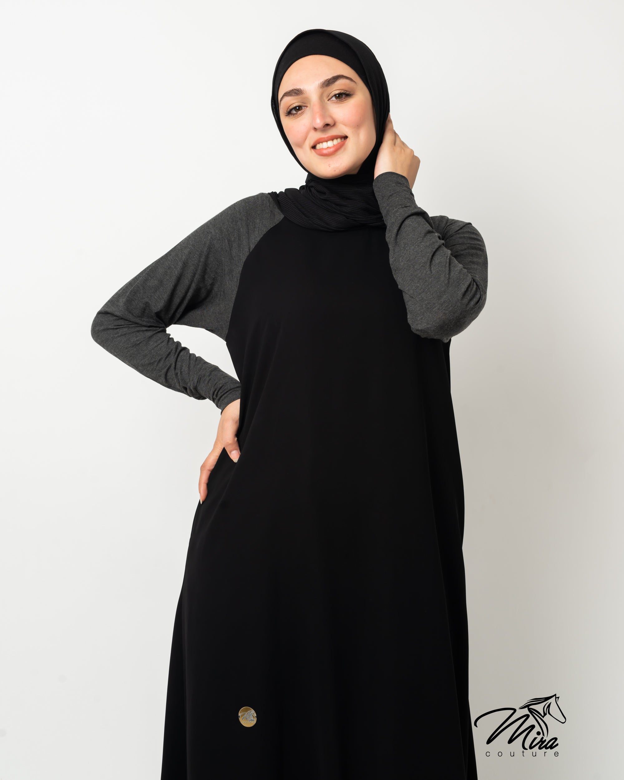 Grey Cotton Crepe Abaya