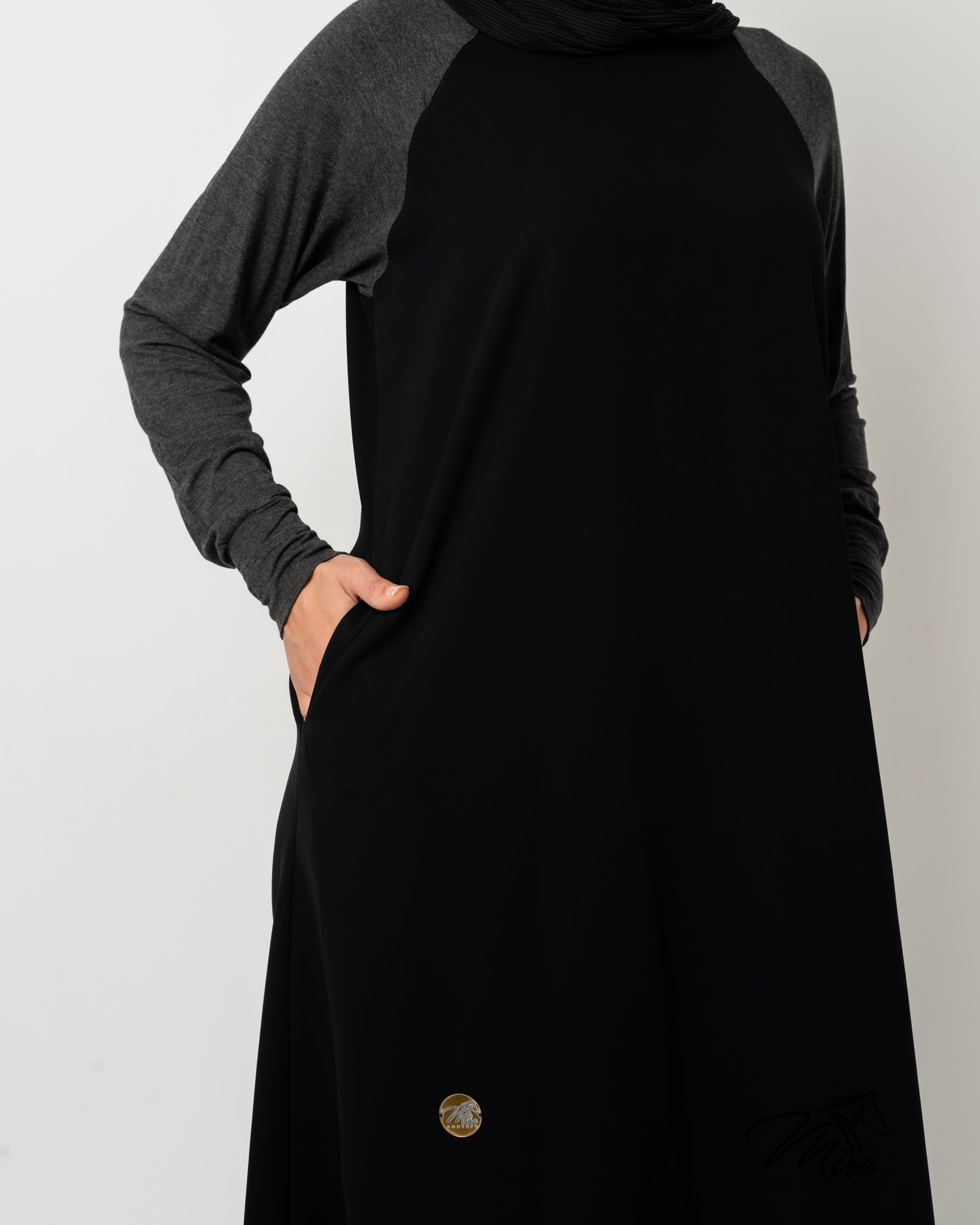 Grey Cotton Crepe Abaya