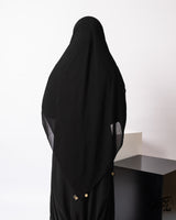 Elegant Black Chiffon Square Scarf with Gold Mira Logo