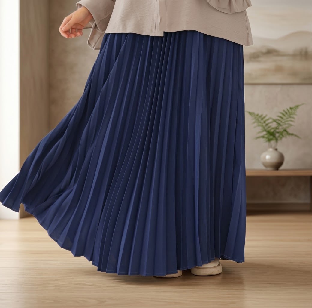 Navy Coluche Pleated Skirt