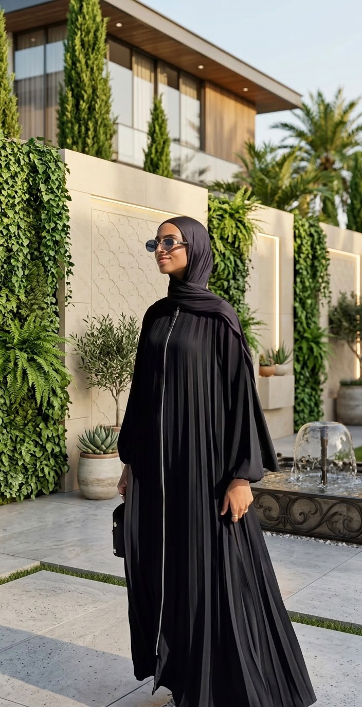 Pleated-Flare Abaya