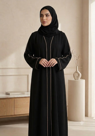 Black silk abaya with matching hijiab